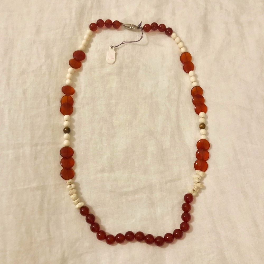 Red Jade Bead Necklace